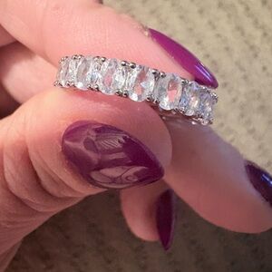 Sterling Forever Silver Eternity Band with Clear CZ Stones All around the ring